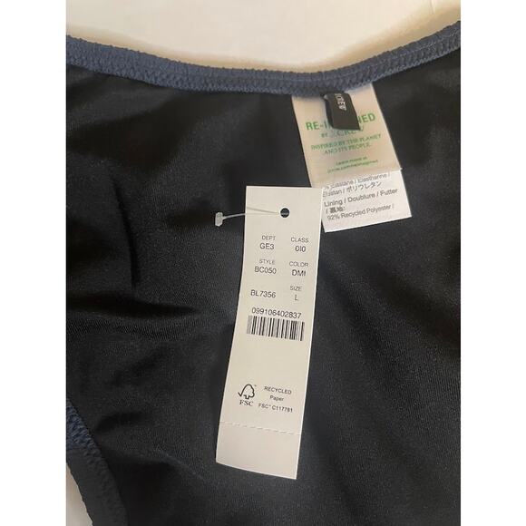 J Crew Steel Blue Textured Curved-Waist Cheeky Bikini Bottom Size Large NWT - Picture 5 of 5